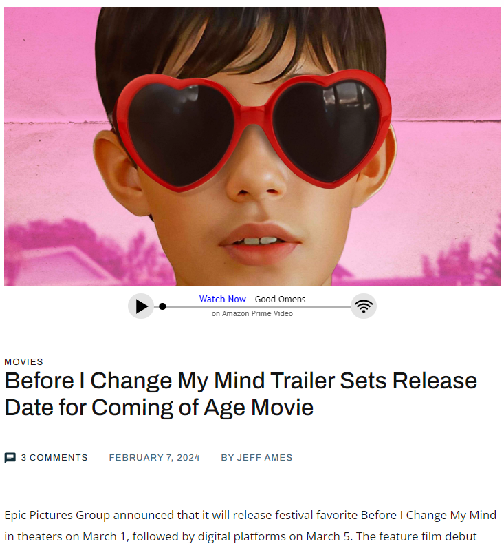 Before I Change My Mind Trailer Sets Release Date for Coming of Age Movie